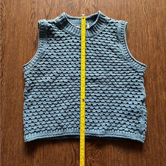 Madewell Open-Stitch Cotton Crop Sweater Vest in Robin Egg (Blue) - Size M - Picture 10 of 11